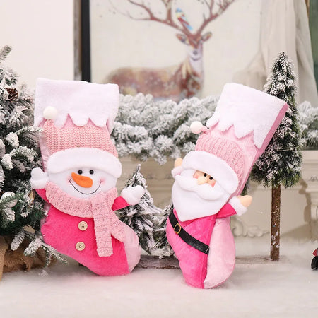 Chaussette de Noël personnalisée rose