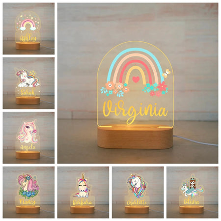 Personalized Girly Unicorn 3D LED Lamp