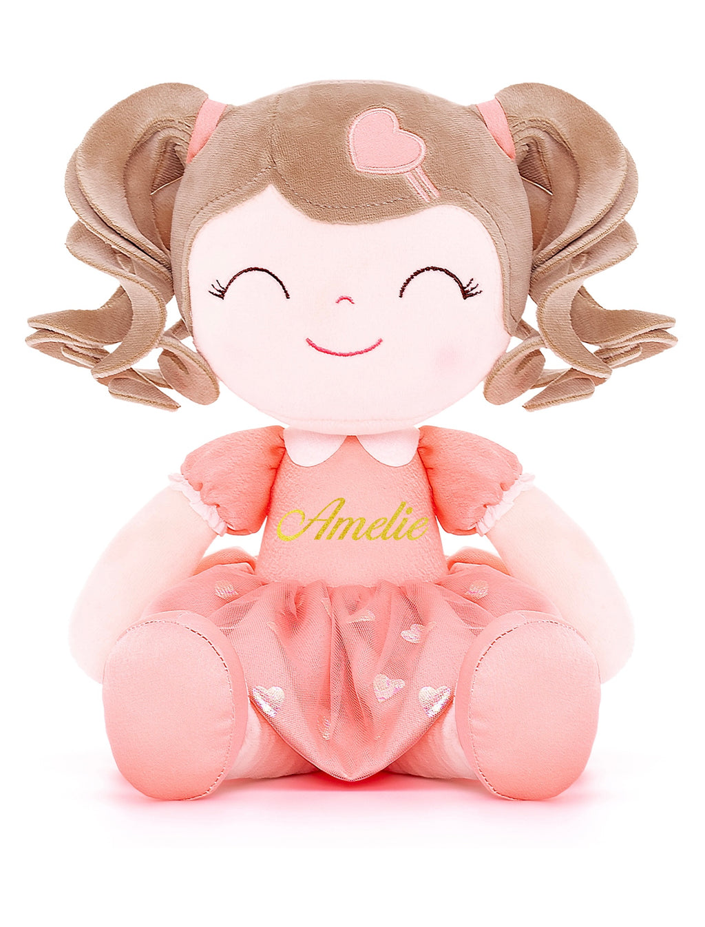 Poupée personnalisée Joli coeur corail