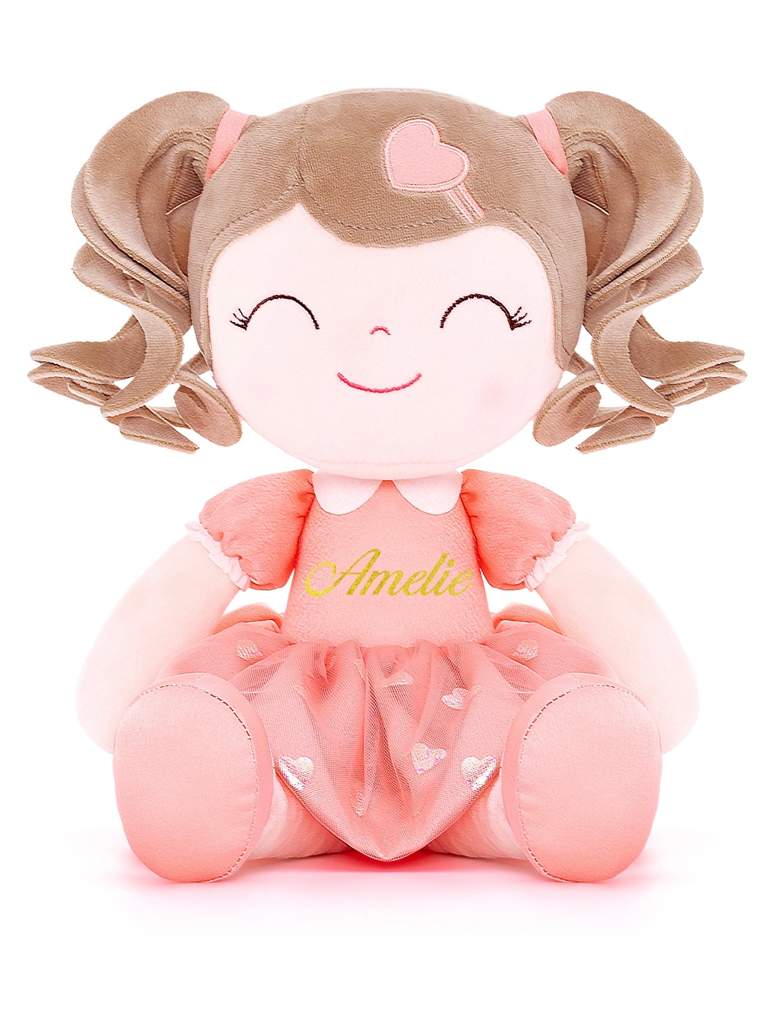 Poupée personnalisée Joli coeur corail