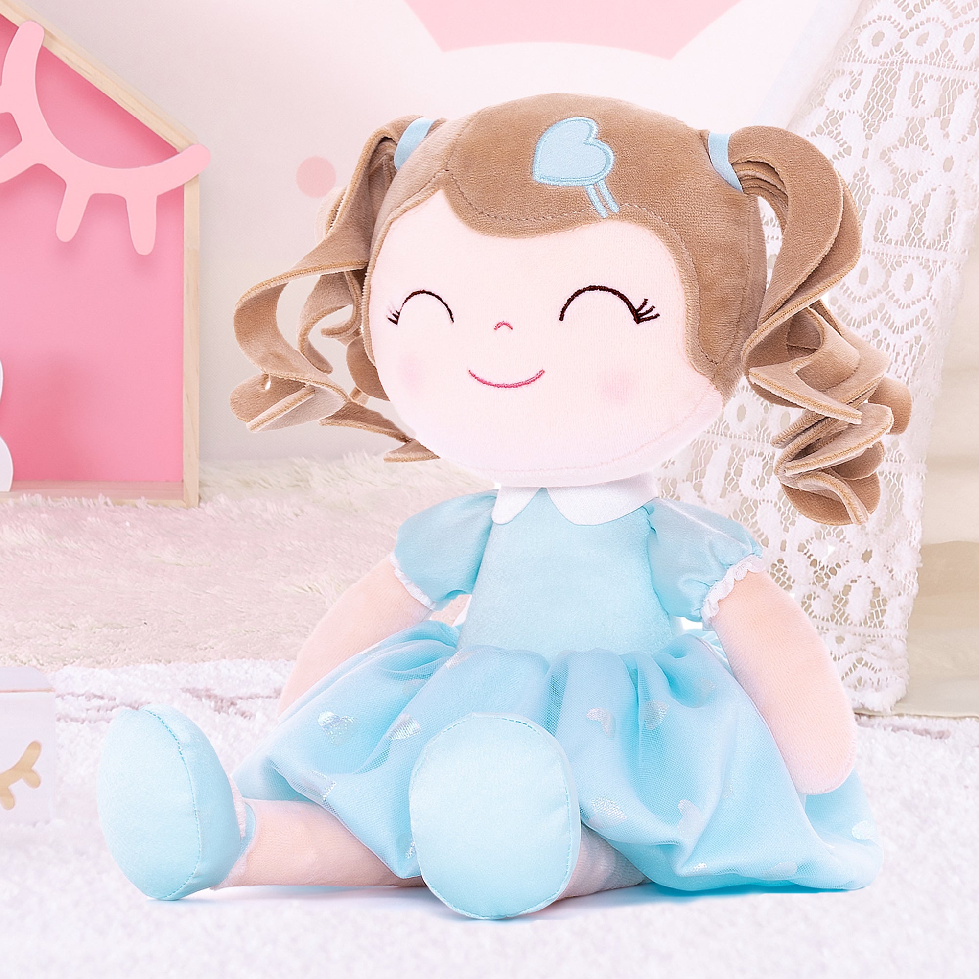 Poupée personnalisée Joli coeur bleue